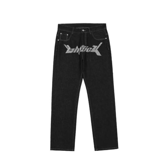 2023 Hot Selling Jeans High Streetwear Flared Jeans Men Fashion Hip-Hop Loose Straight Pants