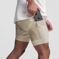 Wholesale Custom Mesh Sweat Compression 2 in 1 Print Designer Nylon Fitness Boxer Gym Workout Sports Cargo Running Men′s Shorts