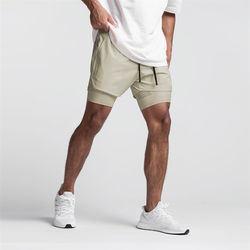 Wholesale Custom Mesh Sweat Compression 2 in 1 Print Designer Nylon Fitness Boxer Gym Workout Sports Cargo Running Men′s Shorts