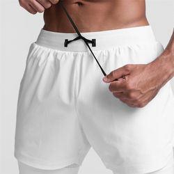 Wholesale Custom Mesh Sweat Compression 2 in 1 Print Designer Nylon Fitness Boxer Gym Workout Sports Cargo Running Men′s Shorts