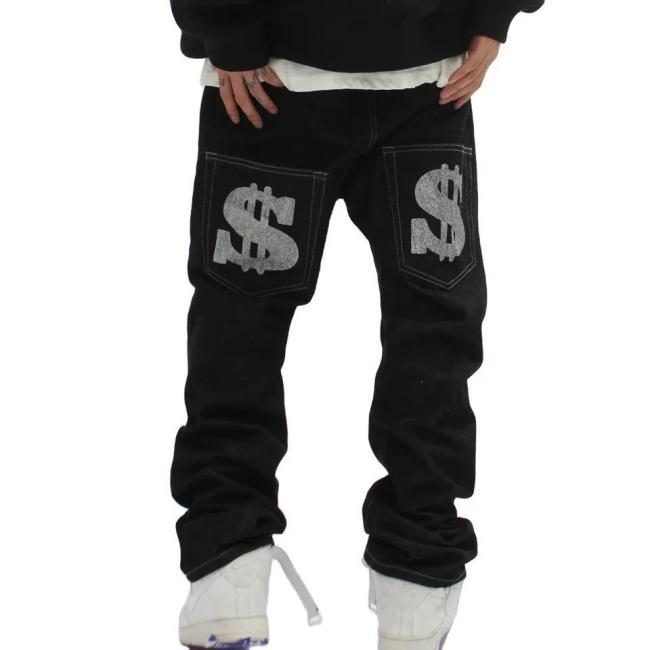 2023 Hot Selling Jeans High Streetwear Flared Jeans Men Fashion Hip-Hop Loose Straight Pants