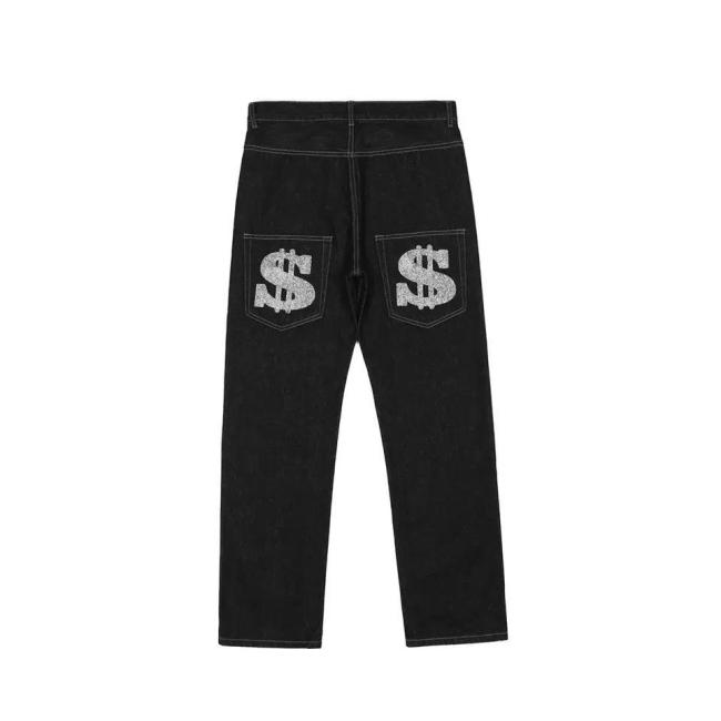 2023 Hot Selling Jeans High Streetwear Flared Jeans Men Fashion Hip-Hop Loose Straight Pants
