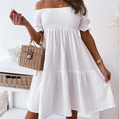 China Knitted Short Sleeve MIDI Dress Elegant Women Solid Casual Backless for sale