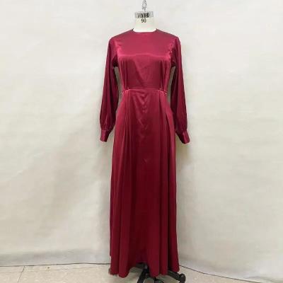 China Turkey Arab Oman Elegant Satin Dress Long Sleeve For Women Muslim for sale