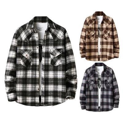 China                  Men Flannel Plaid Shirt Cotton-Padded Thermal Shirts Mens Sports Shirts Fall              for sale