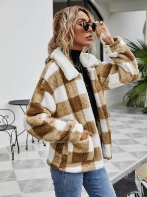 China                  Fashion Fleece Zipper Womens Coats Plaid Flannel Jacket Luxury Coat Casual Winter Stylish              for sale