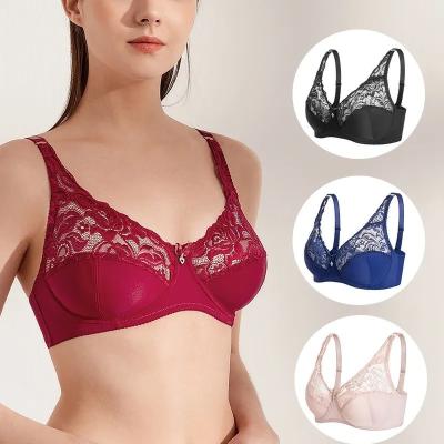 China                  Thin Sexy Lace Breathable Lingerie Bra Adjustable Gathered Bra Large Size Underwear              for sale