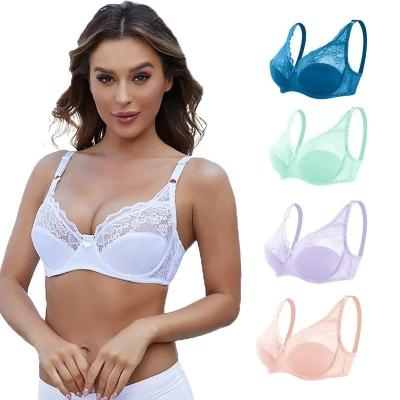 China                  Woman Bras Push up Lace Bra Full Coverage Cups Big Size Bra Breast Push up Thin Underwear              for sale