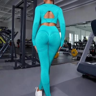 China                  Workout Outfit Sports Wear Push up Yoga Suits Women Long Sleeves Scrunch Leggings Yoga Set Gym Fitness Set Run Clothes Tracksuit              for sale