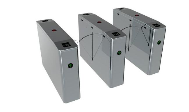 Close-up view of flap barrier mechanism and control panel