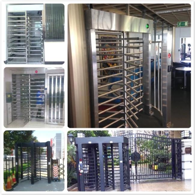 Real-world installation example of turnstile system in commercial setting