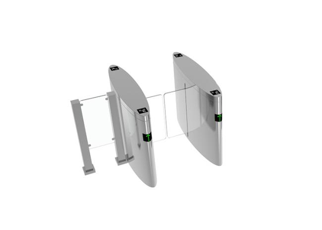 Anti Crawling Full Height Turnstile with sliding glass panels and stainless steel construction