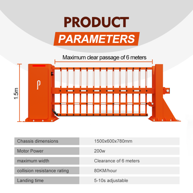 Heavy-duty barrier gate front view showing robust construction