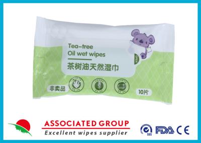 China Alcohol Free Tea Tree Oil Wet Wipes , Natural Vera Baby Cleaning Wet Tissue Wipes 10pcs*6 for sale