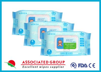 China Towel Feeling Baby Wet Wipes / Wet Tissue Wipes 99% Biodegradable OEM Service for sale
