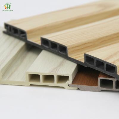 China Compositos de madeira e plástico versáteis Tabela de grades de três buracos ventilada Facil de instalar Painéis de parede Wpc à venda