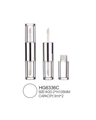 China Two In One Thick Layer Empty Lip Gloss Bottle 3ml Mini Lipgloss Tubes With Silver Middle Part for sale