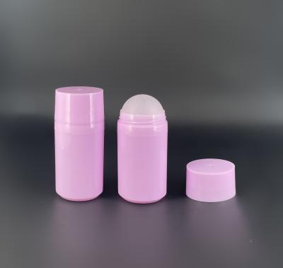 China Volume Empty Plastic PP 50ml Roll On Bottles Round Pink Color for sale