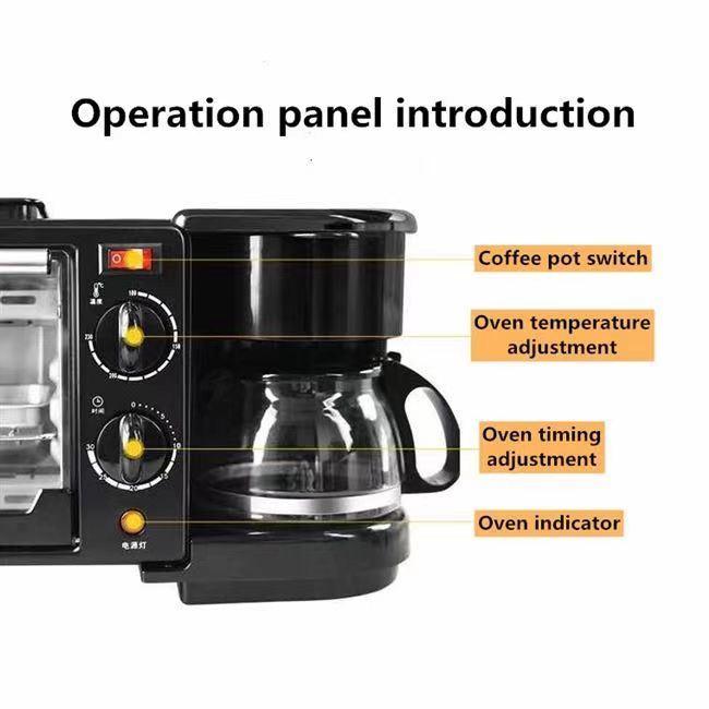 Multifunctional 3-in-1 Breakfast Maker Electric Oven Frying Pan Coffee Machine