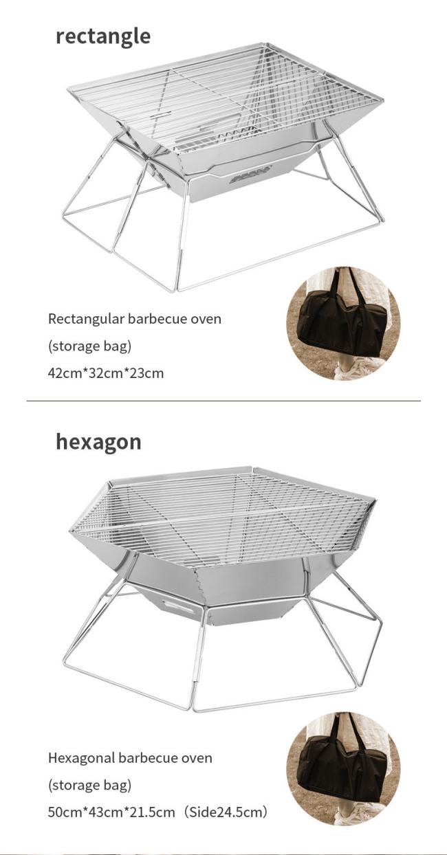 Rectangle Firewood Barbecue Stove Stainless Steel BBQ Grill BBQ Tool