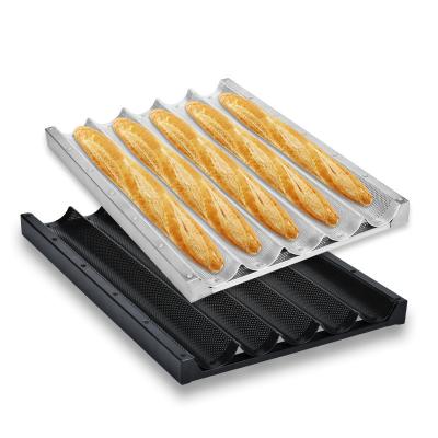 China Multi-Size Food Grade Non Stick 5 Waves Baguette Baking Pan For Customization for sale