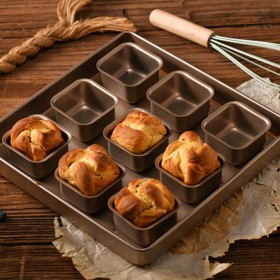 China Customized Square Cupcake Mold Mini Non-Stick Small Toast Mold for sale