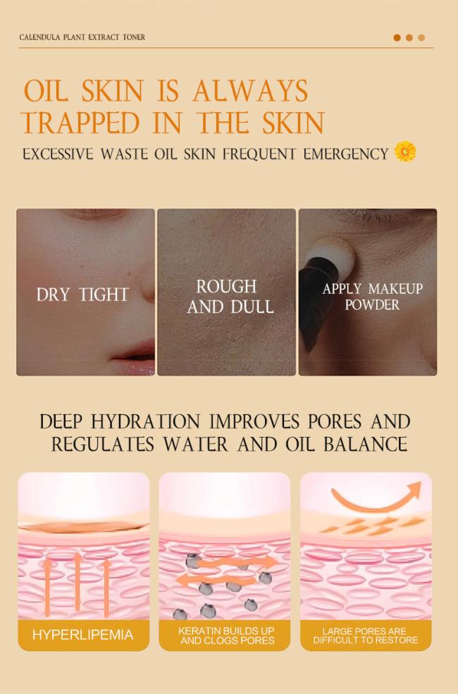 100% Pure Organic Water Hydrating Face Mist Brightening Moisturizing Petal Calendula Face Toner