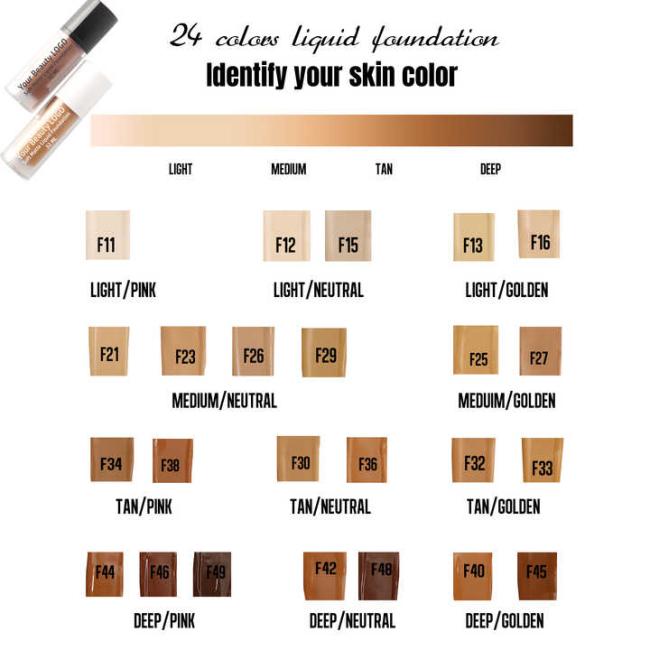 LOW MOQ High Quality Sample 40 Colors No logo Natural Skin Flawless Liquid Foundation Full Coverage Waterproof Makeup
