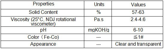 Physical properties chart for SE-3646E resin showing technical specifications