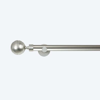 China Matte Nickel Ribbed Ball Finial 25mm Pipe Curtain Rods For Window Decoration for sale