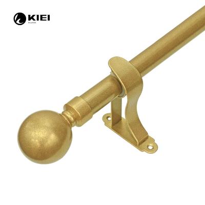 China Light Gold Color Pipe Style Curtain Rods With Ball Shape Finials for sale
