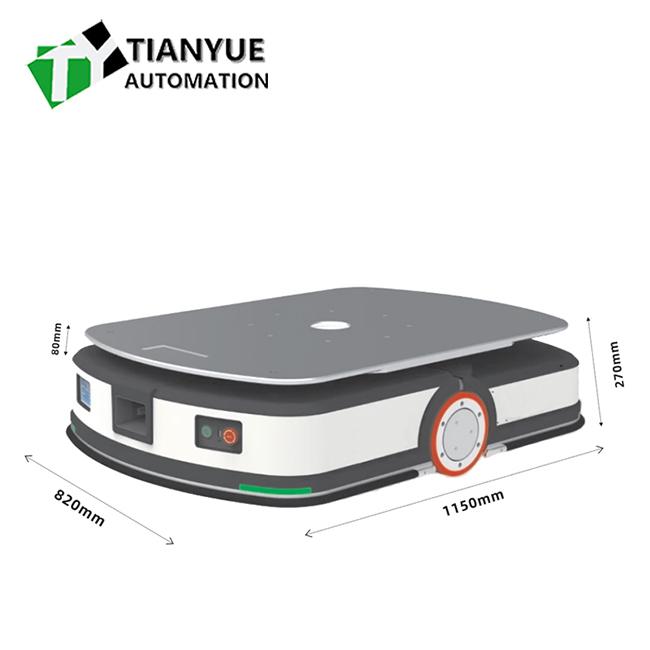 AGV Automated Guided Vehicle side view showing back lifting mechanism