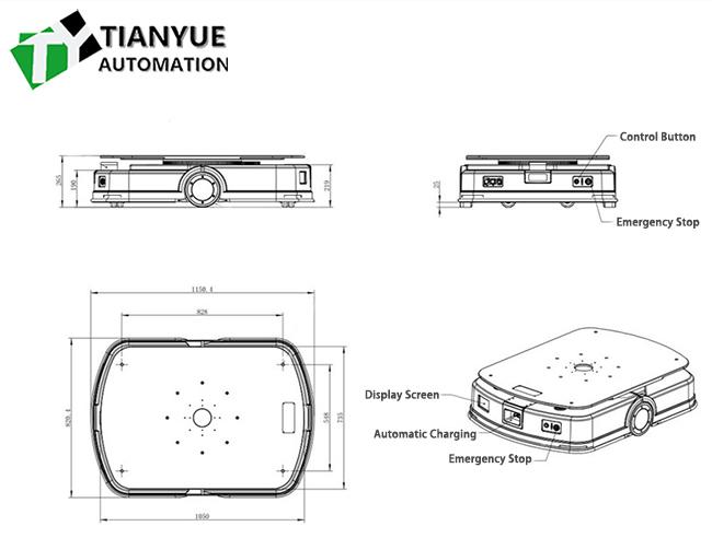 AGV Automated Guided Vehicle technical diagram and specifications