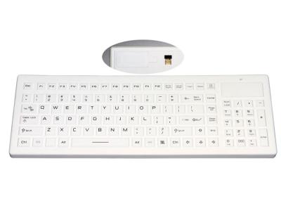 Китай Подгонянная логотипом водоустойчивая клавиатура силикона с беспроводными приемником USB и пусковой площадкой номера продается