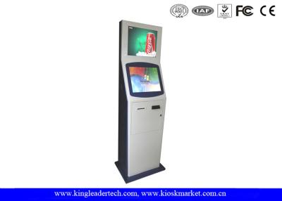China Two Displays Touchscreen Monitor Kiosk Anti Glare Vandal Resistant Floor Standing for sale