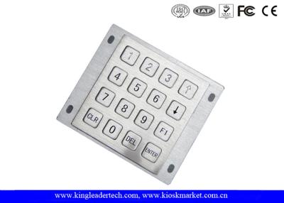 China 16 Flat Keys Industrial Numeric Keypad Rear Panel Mount Brushed 4x4 Matrix Metal for sale