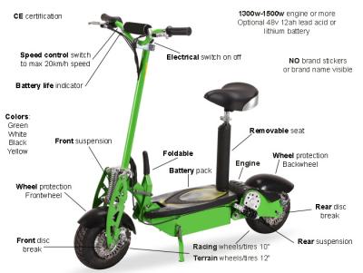 China Green Folding Electric Mobility Scooter Lightweight With Lead Acid / Lithium Battery for sale