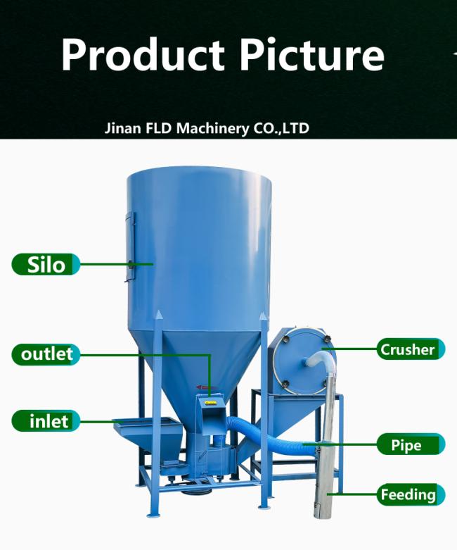 High Production Batch Cattle Feed Grinder Mixer Feed Processing Machine