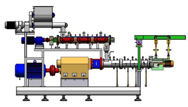 Complete pet food automatic machine processing line dog feed pellet making extrusion extruder
