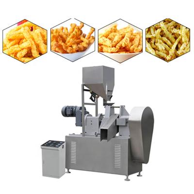 China Fully automatic extruded corn grits curls snacks food fried cheeto puff extruder small kurkure making machine for sale