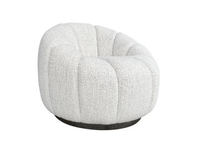 China Beige Pumpkin Swivel Chair Boucle Upholstered Arm Chair Mechanism Base for sale
