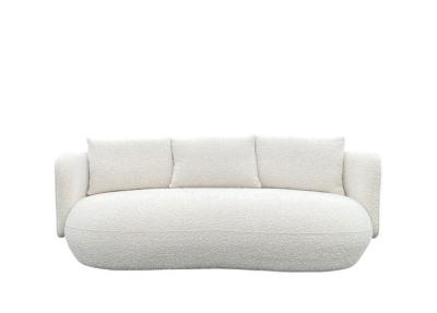 China Stylish Three Seater Fabric Sofa Sponge Padded 3 Seater Fabric Couch Curves Ivory for sale