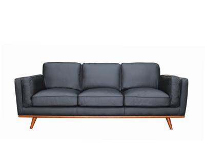Китай Деревянная подставка трехместный кожаный диван Настоящий черный кожаный диван продается