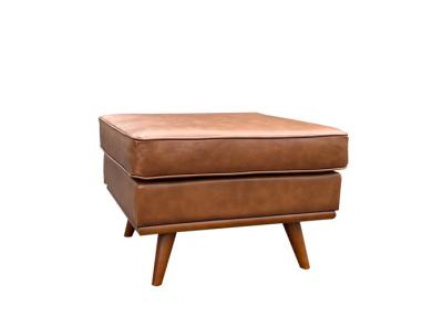 China Sponge Padded Seat Leather Footstool Ottoman Top Grain Genuine Leather Footstool for sale