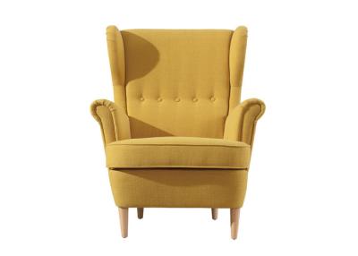 China Mustard Winged Arm Chairs Timber Legs D30 High Back Winged Armchair for sale