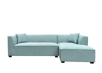 China Sectional sofa polyester fabric cover facing right chaise timber legs turquoise D30 pure foam for sale