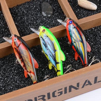 China 3 Colors 4.3CM/4.4g 6#Hooks 3D Eyes Plastic Painting Bait 0.30m-0.6M Floating Crank Fishing Lure for sale