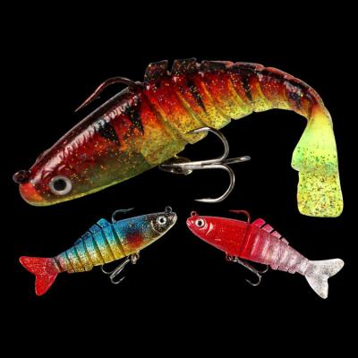 China 3 Colors 9CM/17g 6#Hooks 3D Eyes Plastic Soft Bait Full Swimming Layer Multi Jointed Fishing Lure for sale