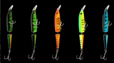 China 5 Colors 11CM/9.20g 6#Hooks 3D Eyes Plastic Bait Full Swimming Layer Multi Jointed Fishing Lure for sale