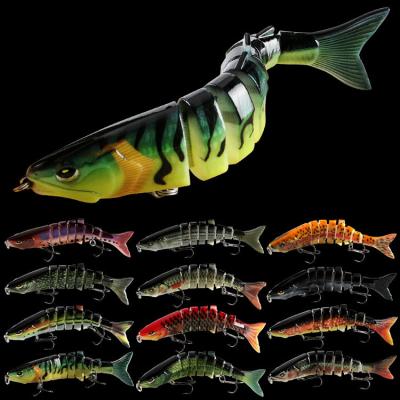 China 12 Colors 12CM/20g 3D Eyes Plastic Bait Submerged Minnow Eight Multi Jointed Fishing Lure for sale
